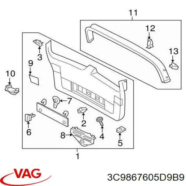 Revestimento (cobrimento) de tampa de porta-malas (de 3ª/5ª porta traseira) VAG 3AF867605A9B9 preço, a partir de 88,77 USD