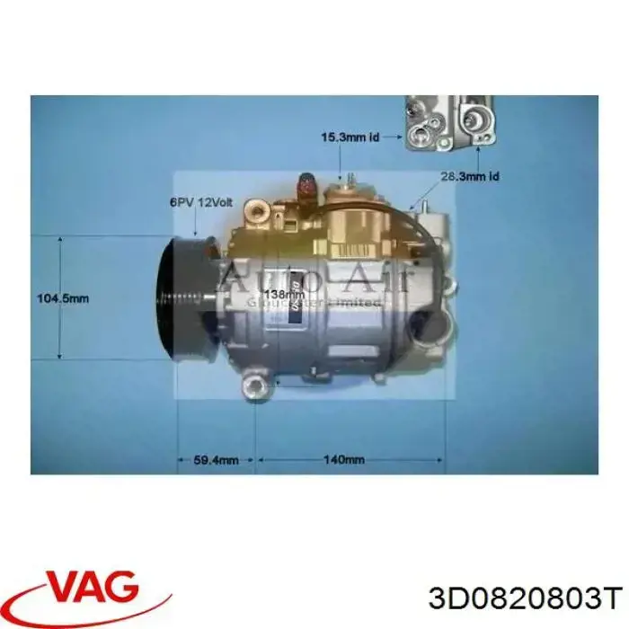 Compressor de aparelho de ar condicionado VAG 3D0820803T preço, a partir de 300,62 USD