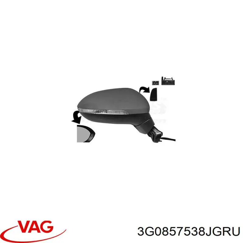 3G0857538JGRU VAG Placa sobreposta (tampa) do espelho de retrovisão direito
