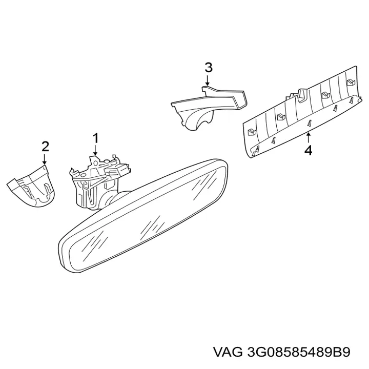 3G08585489B9 VAG Placa sobreposta (tampa) de suporte de espelho de salão