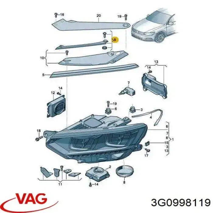  VAG 3G0998119 preço, a partir de 26,38 USD