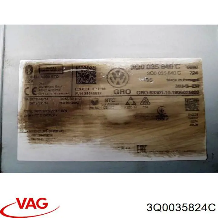 3Q0035824C VAG Unidade de controlo multimídia