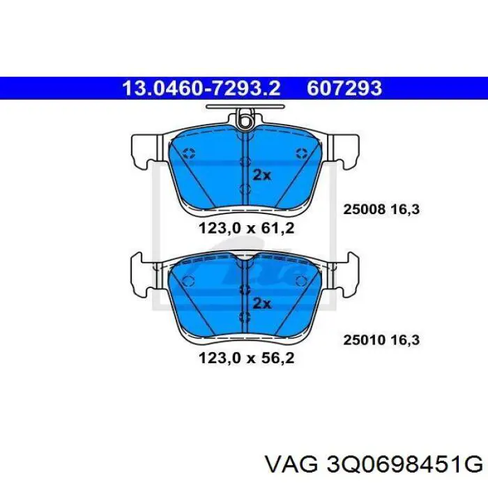 Compre 3Q0698451S VAG Sapatas do freio traseiras de disco