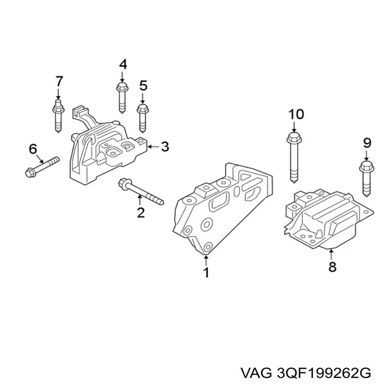 3QF199262G VAG Coxim (suporte) direito de motor
