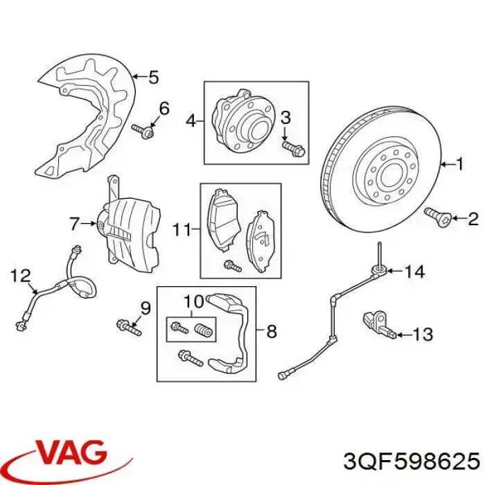 3QF598625 VAG Cubo traseiro