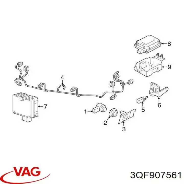 3QF907561 VAG Sensor de radar de distância