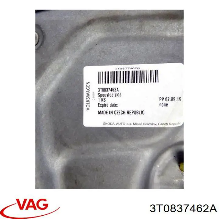 Mecanismo de acionamento de vidro da porta dianteira direita VAG 3T0837462A preço, a partir de 90,45 USD