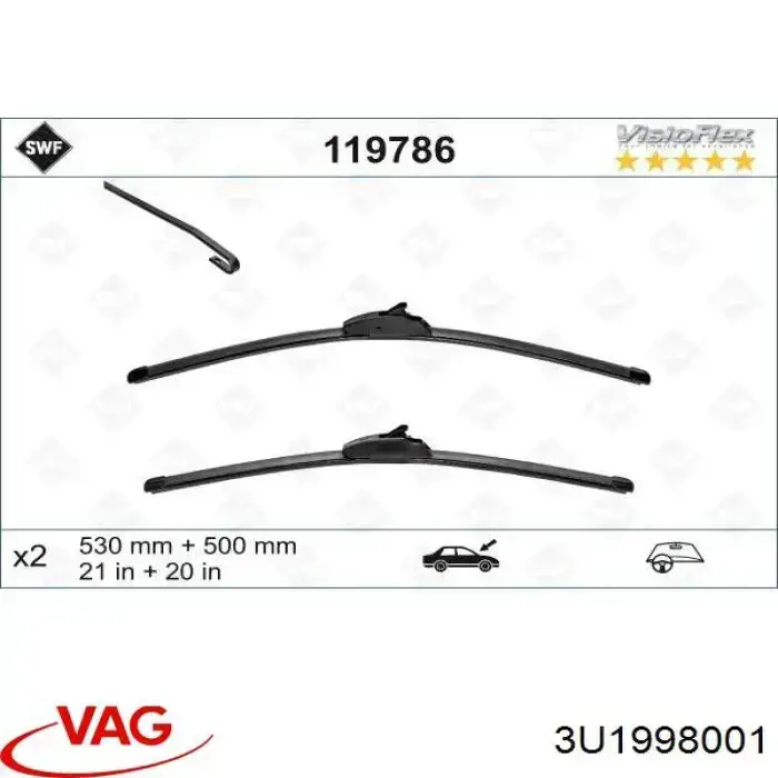Compre 3U1998001 VAG Limpa-pára-brisas do pára-brisas, kit de 2 un.