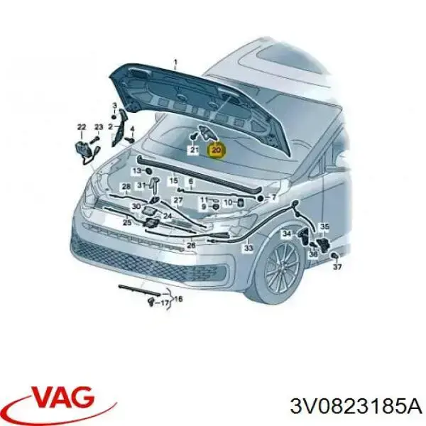 Viga con gancho do fecho da capota VAG 3V0823185A preço, a partir de 23,53 USD