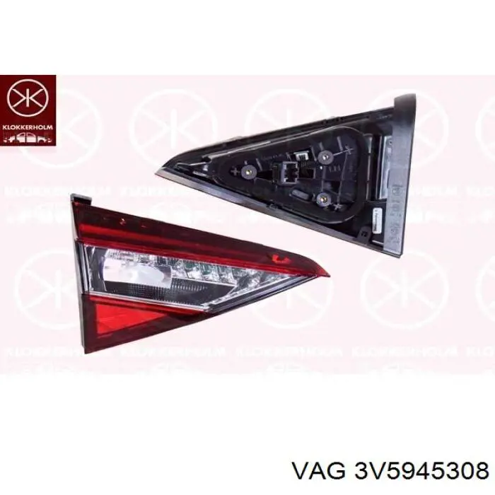 3V5945308 VAG Lanterna traseira direita interna