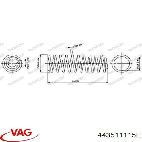 Mola traseira 443511115E VAG