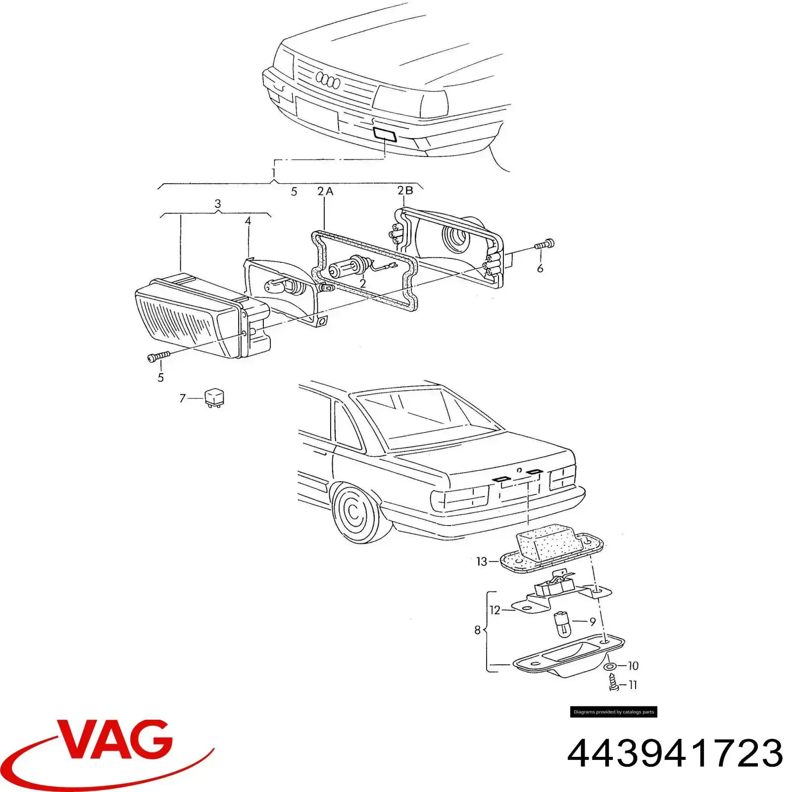 443941723 VAG Vidro das luzes de nevoeiro esquerdas