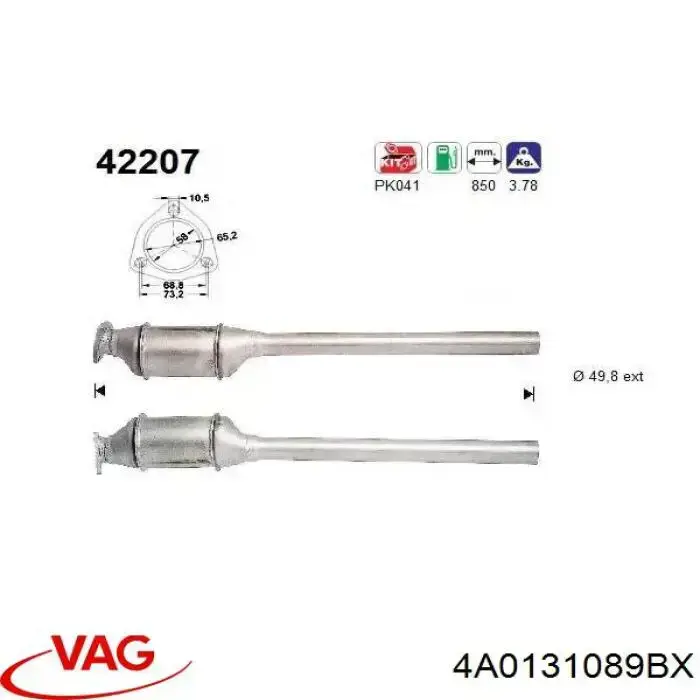 Convertidor - catalisador VAG 4A0131089BX preço, a partir de 200,10 USD