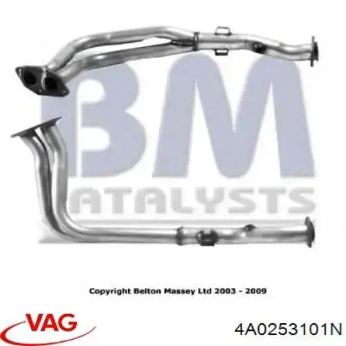 Tubo de admissão dianteiro (calças) do silenciador VAG 4A0253101N preço, a partir de 92,60 USD