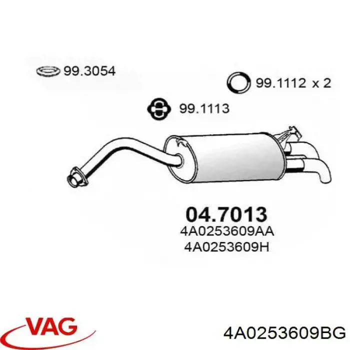 4A0253609BG VAG Silenciador, parte traseira