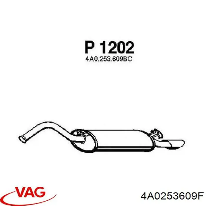 Silenciador, parte traseira VAG 4A0253609F preço, a partir de 100,71 USD