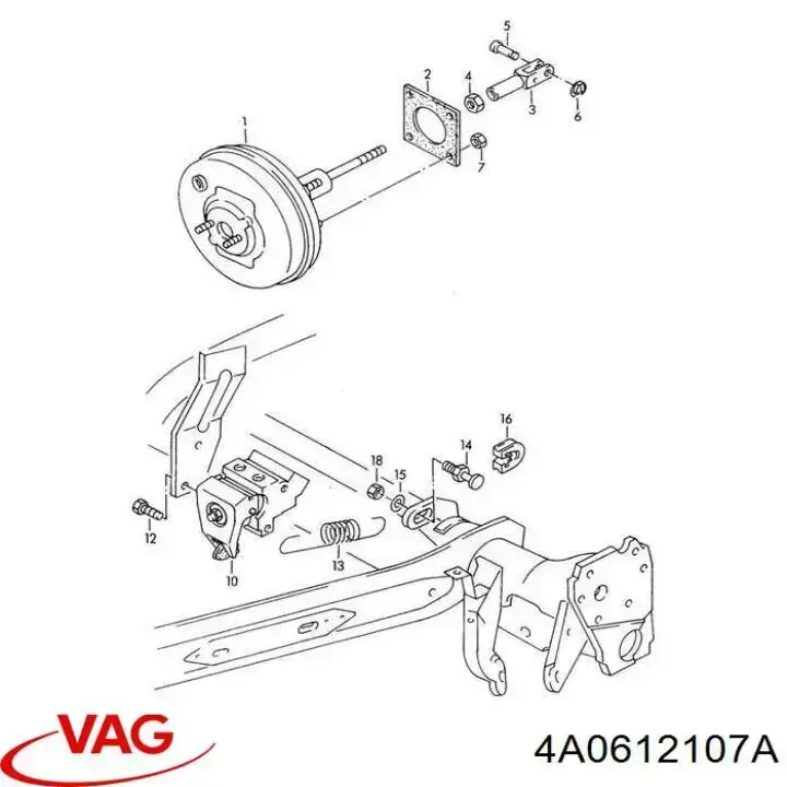 4A0612107A VAG Reforçador dos freios a vácuo