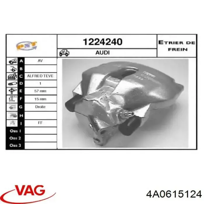 Suporte do freio dianteiro direito VAG 4A0615124 preço, a partir de 66,40 USD
