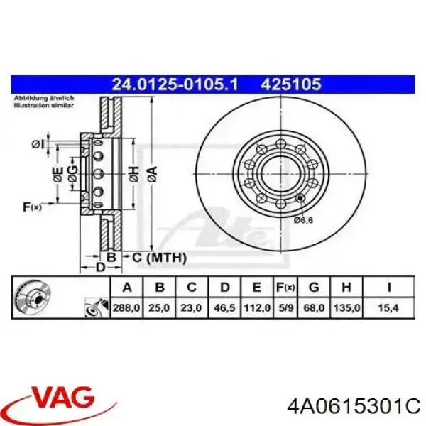 Compre 4A0615301C VAG Disco do freio dianteiro