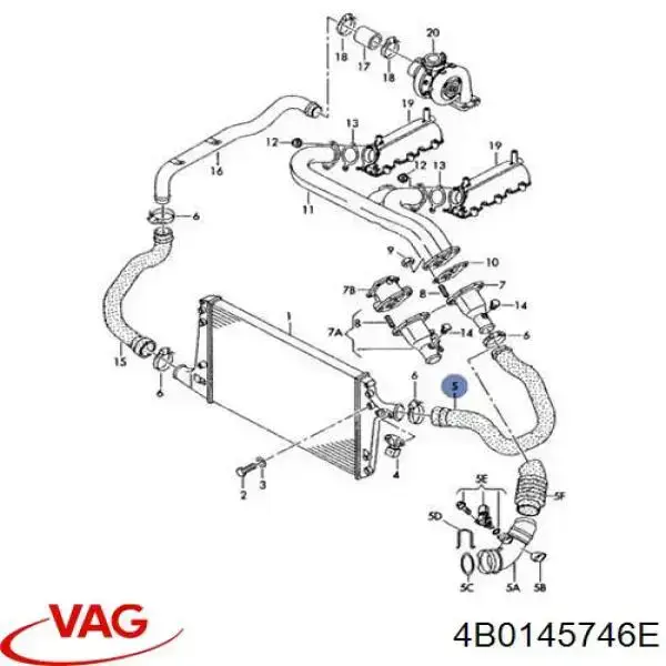 Mangueira (cano derivado) de intercooler VAG 4B0145746E preço, a partir de 48,66 USD