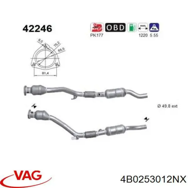 Silenciador, parte dianteira VAG 4B0253012NX preço, a partir de 594,58 USD