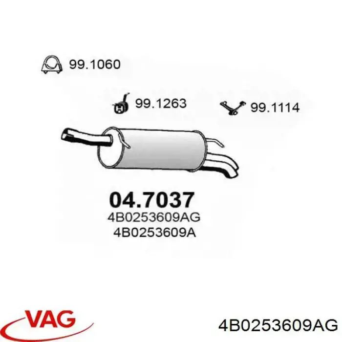 Silenciador, parte traseira VAG 4B0253609AG preço, a partir de 139,43 USD