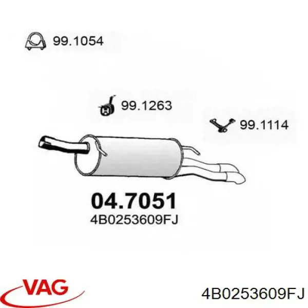 Compre 4B0253609FJ VAG Silenciador, parte traseira