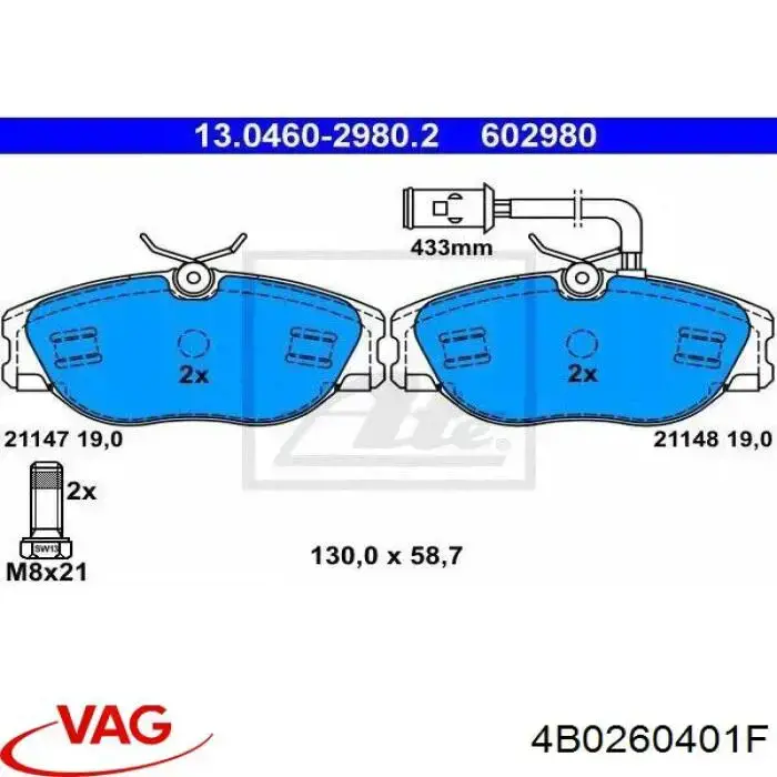 4B0260401F VAG Radiador de aparelho de ar condicionado