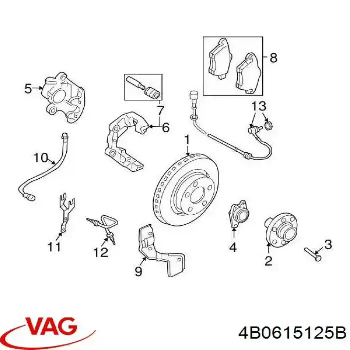 Compre 4B0615125B VAG Braçadeira do freio de suporte dianteiro