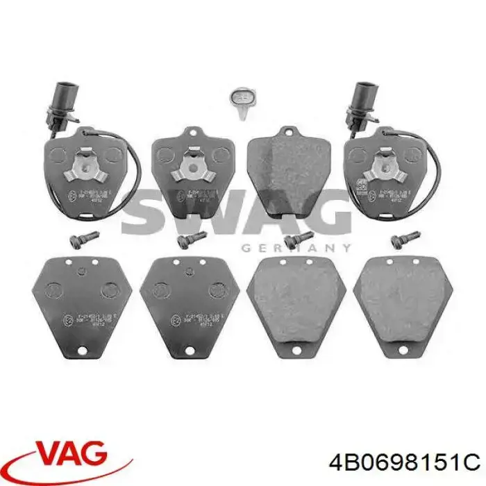 Sapatas do freio dianteiras de disco VAG 4B0698151C preço, a partir de 73,17 USD