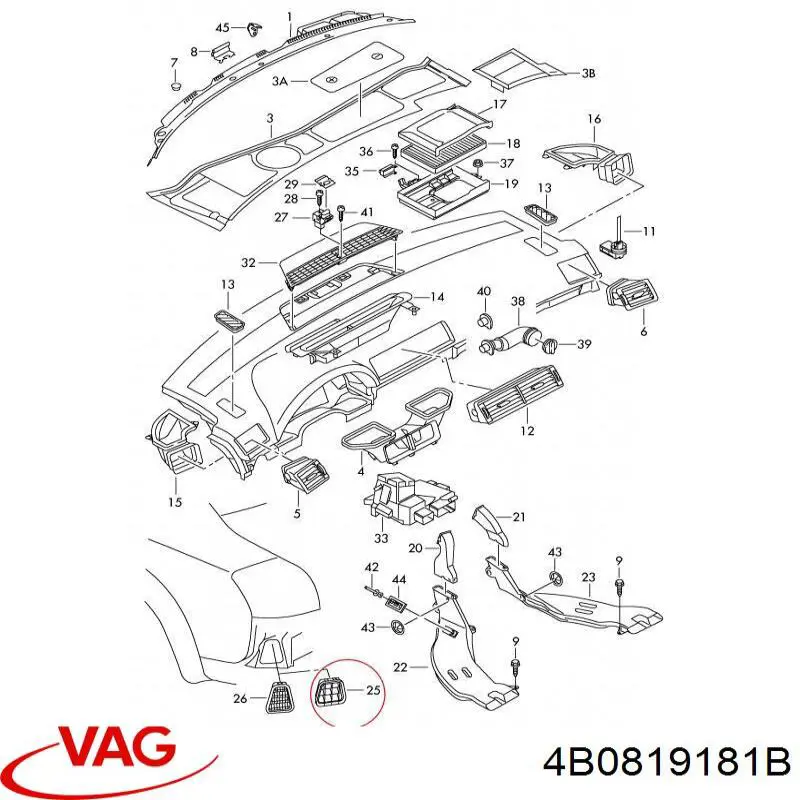 Compre 4B0819181B VAG Grelha traseira de ventilação