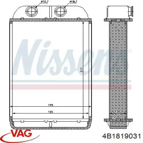 Radiador de forno (de aquecedor) VAG 4B1819031 preço, a partir de 50,72 USD