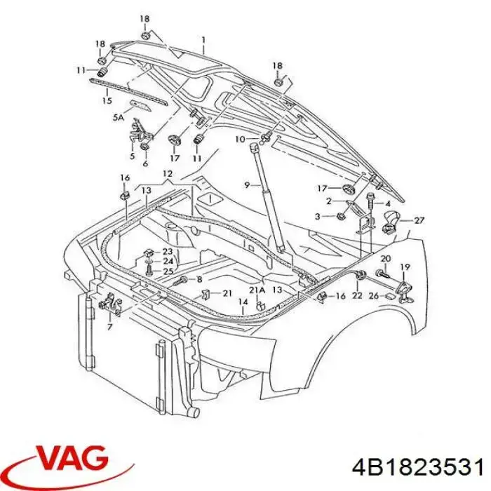 Cabo de abertura da capota VAG 4B1823531 preço, a partir de  USD