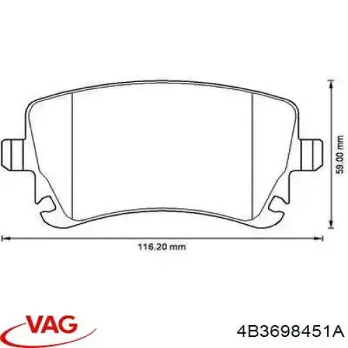 4B3698451A VAG Sapatas do freio traseiras de disco