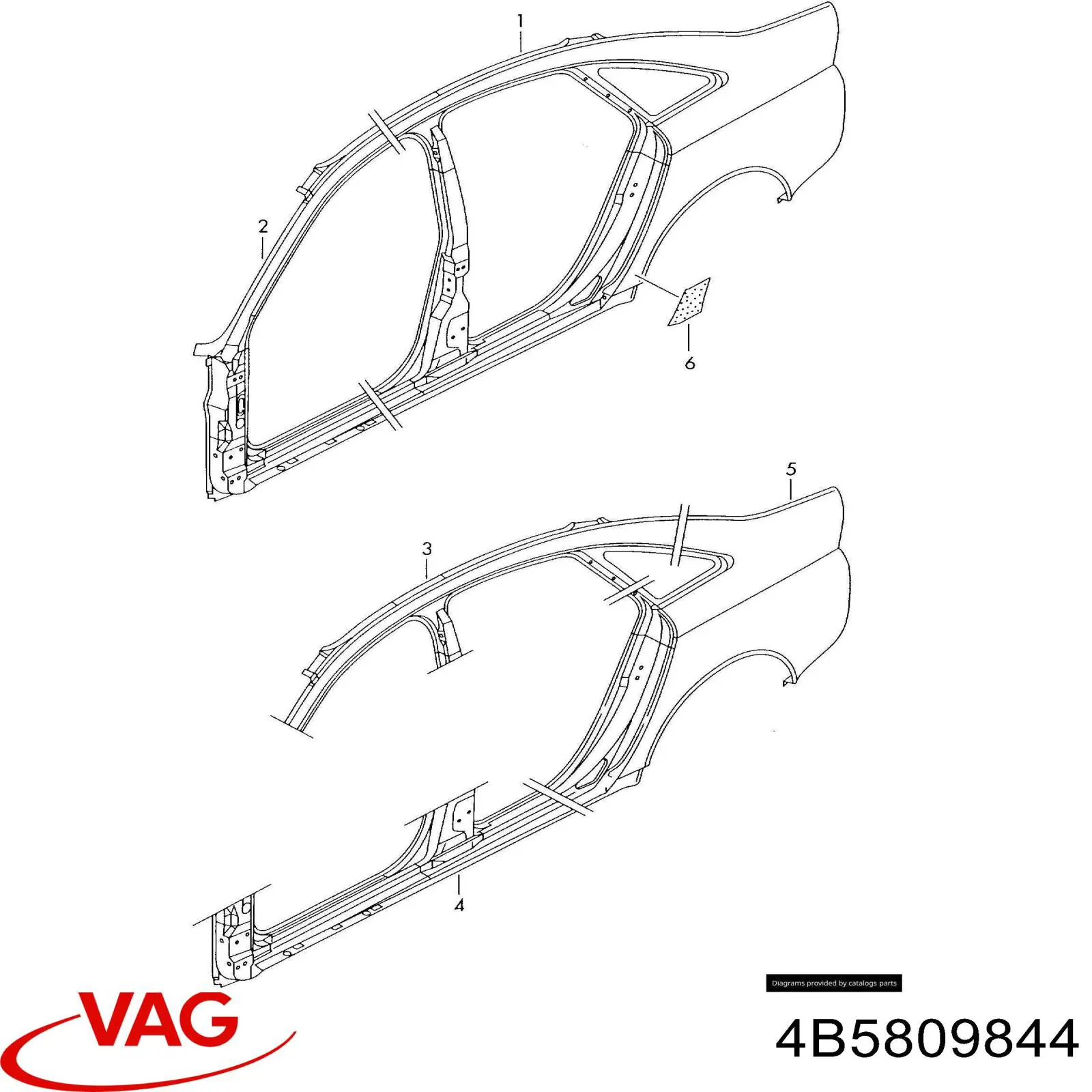 Pára-lama traseiro direito VAG 4B5809844 preço, a partir de 566,65 USD