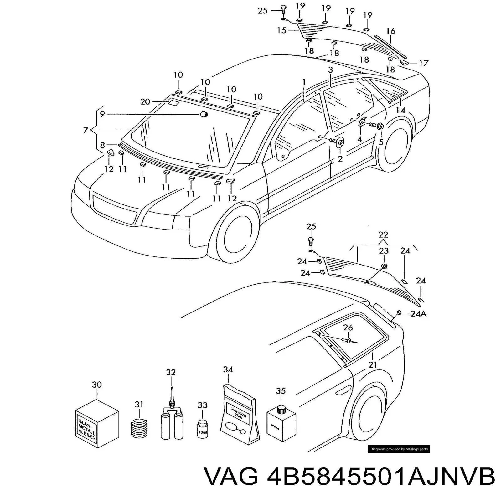 Vidro traseiro VAG 4B5845501ACNVB preço, a partir de 297,35 USD