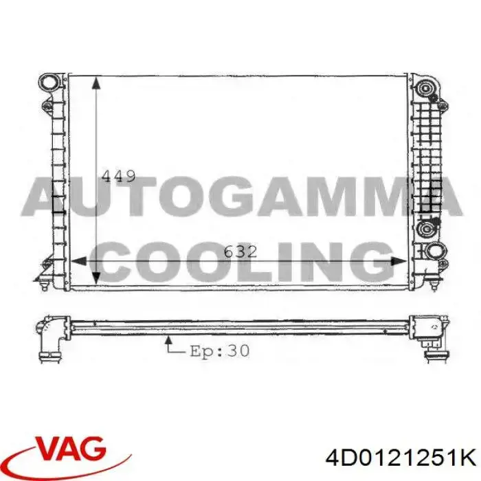 4D0121251K VAG Radiador de esfriamento de motor