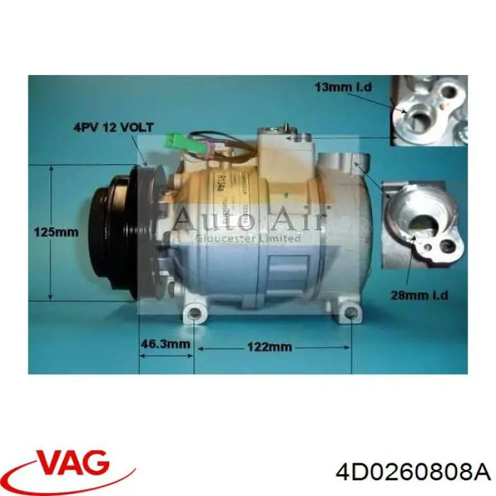 Compressor de aparelho de ar condicionado VAG 4D0260808A preço, a partir de 98,75 USD