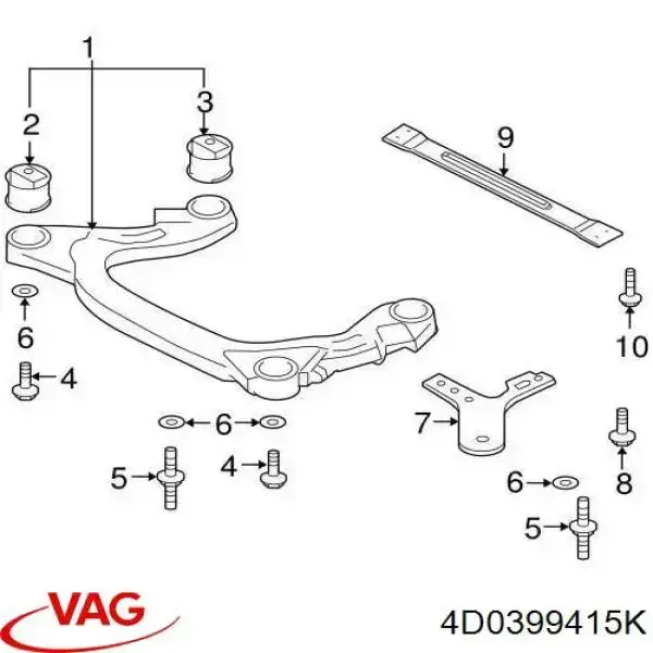 Compre 4D0399415K VAG Bloco silencioso (coxim) de viga dianteira (de plataforma veicular)