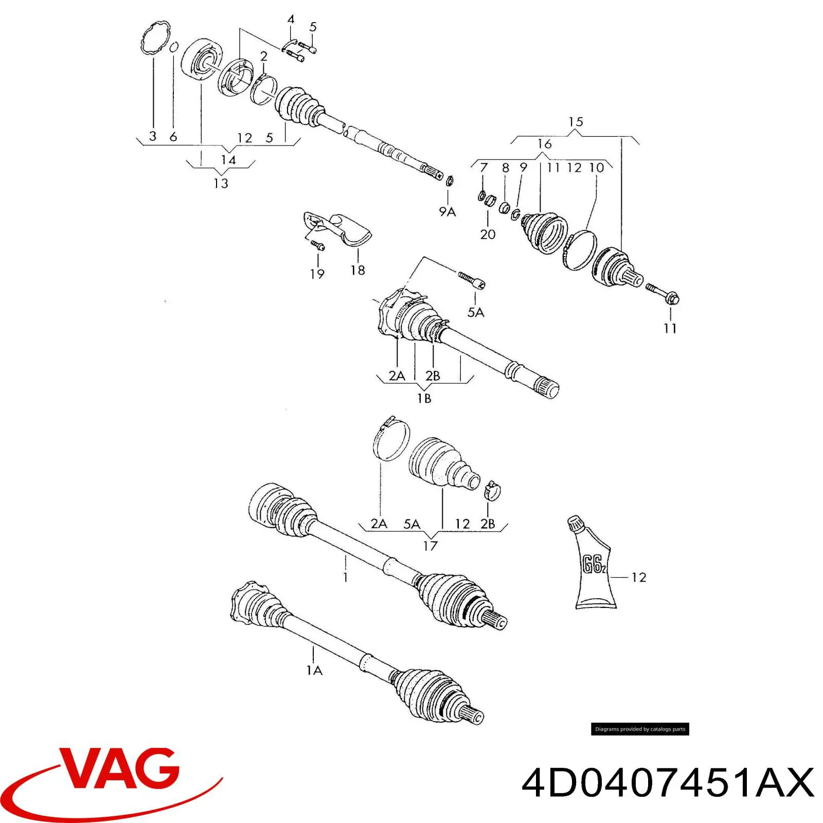Semieixo (acionador) dianteiro esquerdo VAG 4D0407451AX preço, a partir de  