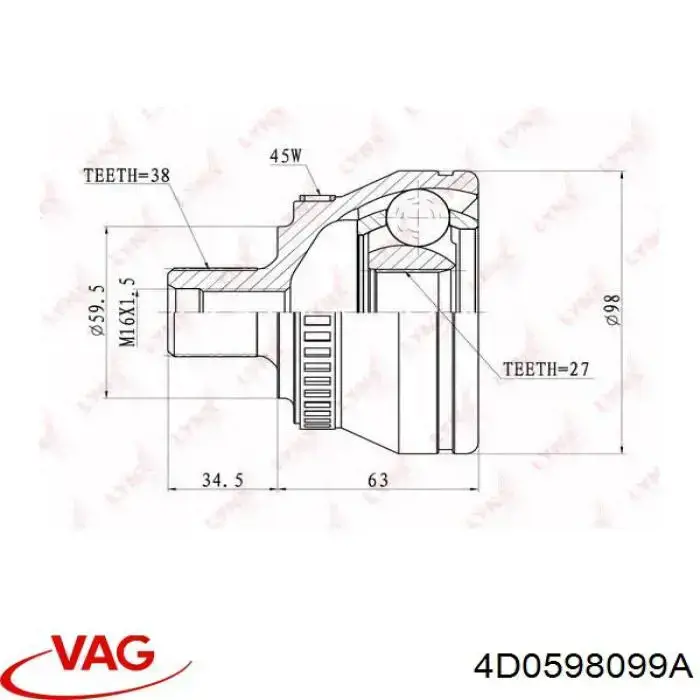 Compre 4D0598099A VAG Junta homocinética externa traseira