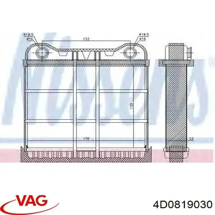 Radiador de forno (de aquecedor) VAG 4D0819030 preço, a partir de 41,29 USD