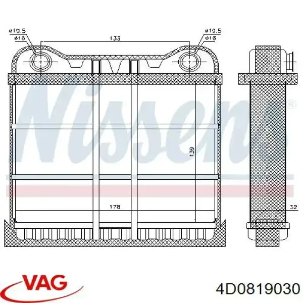 Compre 4D0819030 VAG Radiador de forno (de aquecedor)