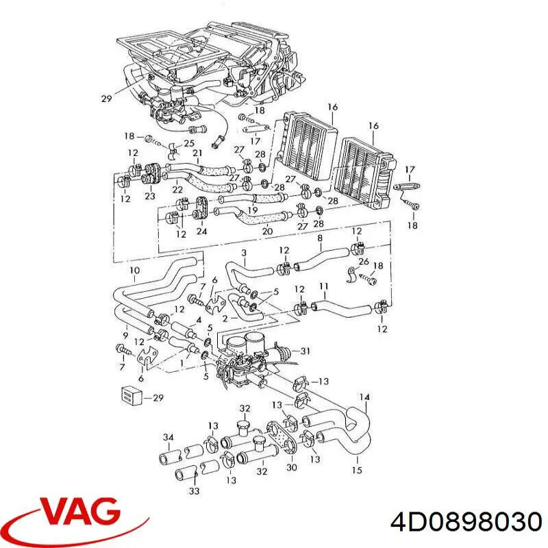 Radiador de forno (de aquecedor) VAG 4D0898030 preço, a partir de 338,48 USD