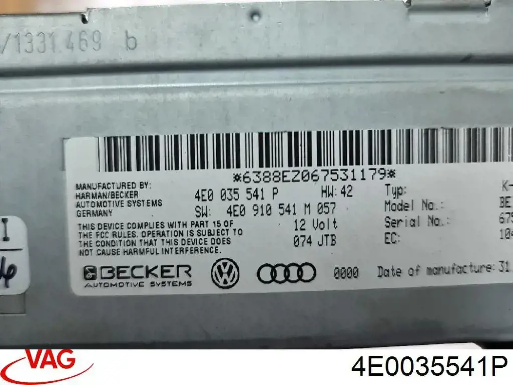 4E0035541P VAG Unidade de controlo multimídia