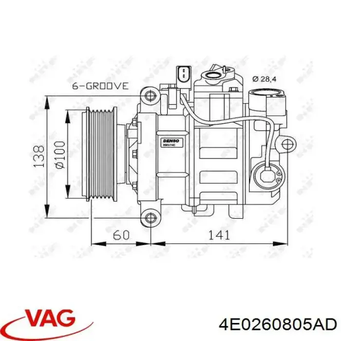 4E0260805AD VAG Compressor de aparelho de ar condicionado