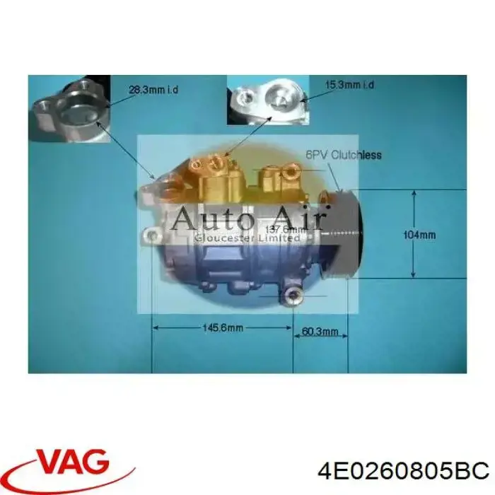 4E0260805BC VAG Compressor de aparelho de ar condicionado