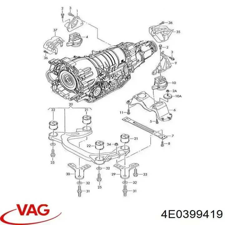 Bloco silencioso (coxim) de viga dianteira (de plataforma veicular) VAG 4E0399419 preço, a partir de 120,97 USD