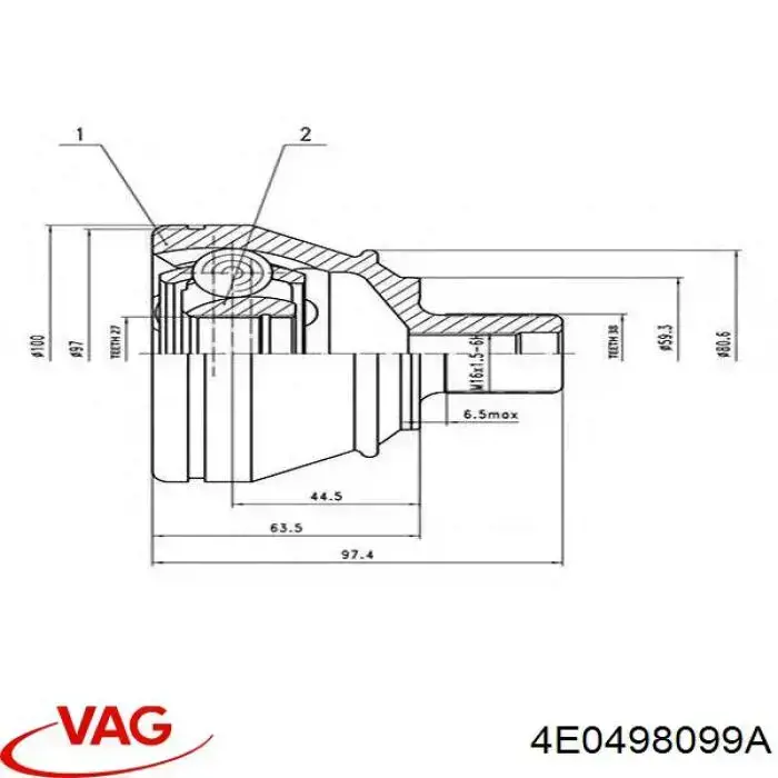 Compre 4E0498099A VAG Junta homocinética externa dianteira
