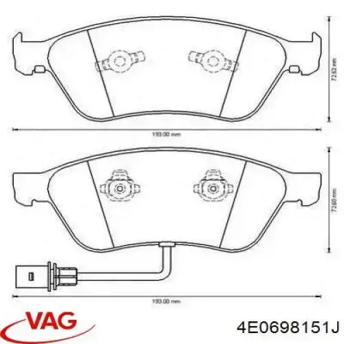 Sapatas do freio dianteiras de disco VAG 4E0698151J preço, a partir de 79,44 USD